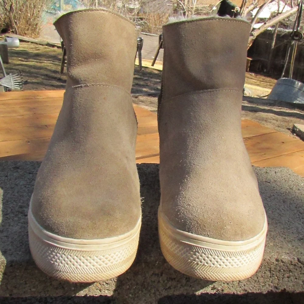 Wanda Taupe Suede Wedge Sneakers by Steve Madden - Picture 2 of 8